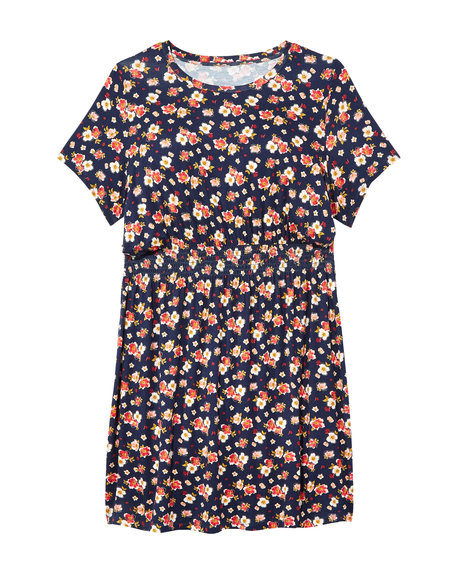 Cortena Smocked Waist Knit Dress | Navy / Red