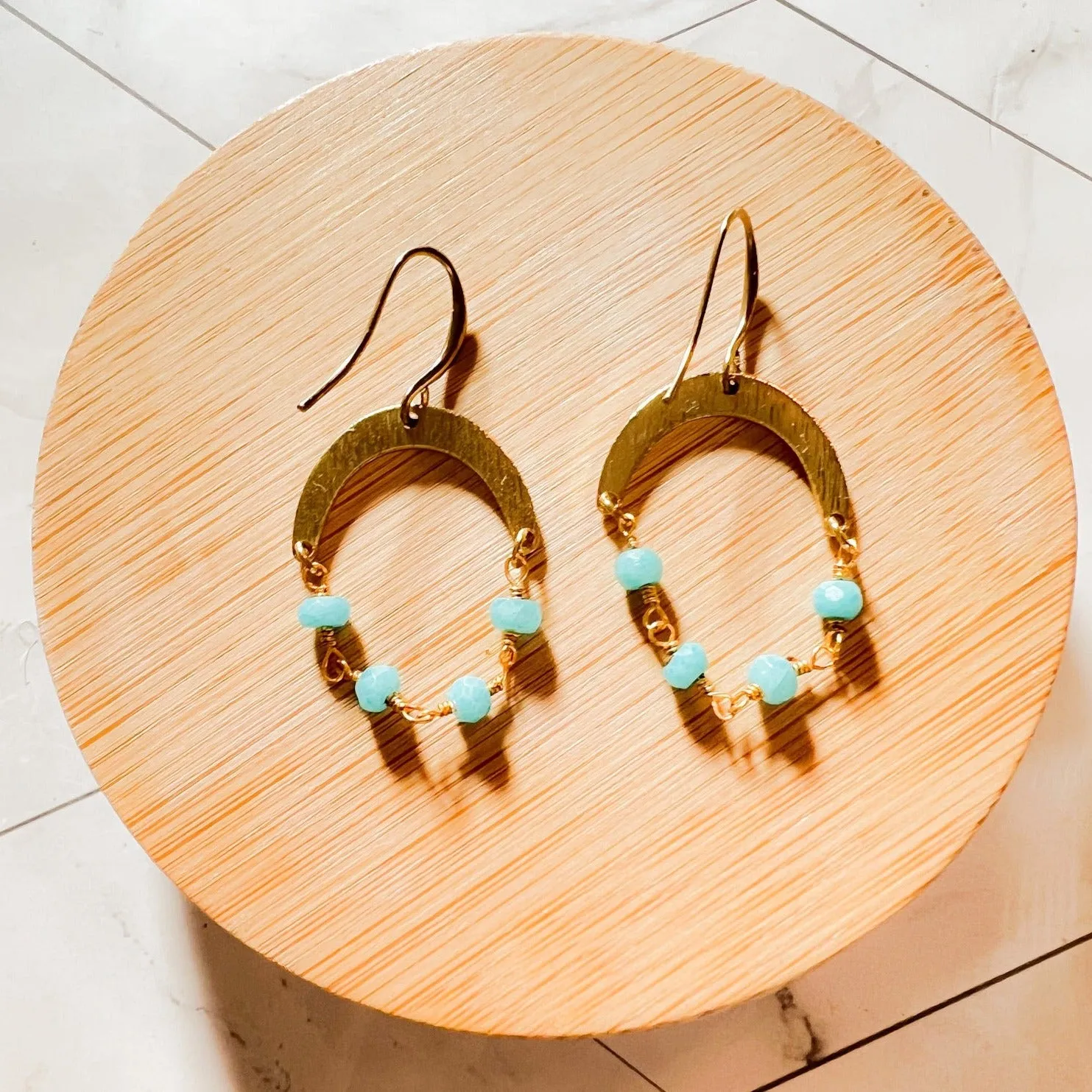 Crescent Rosary Chain Earring