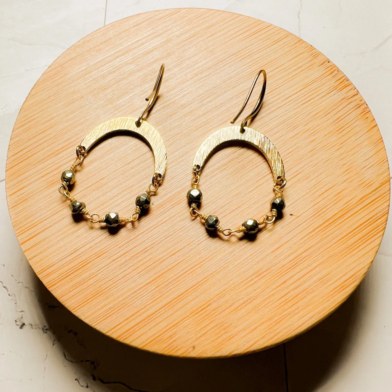 Crescent Rosary Chain Earring