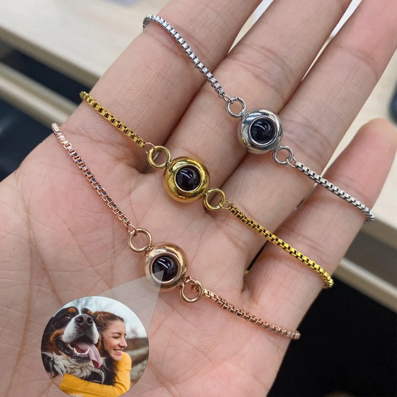 Custom Circle Photo Projection Bracelet
