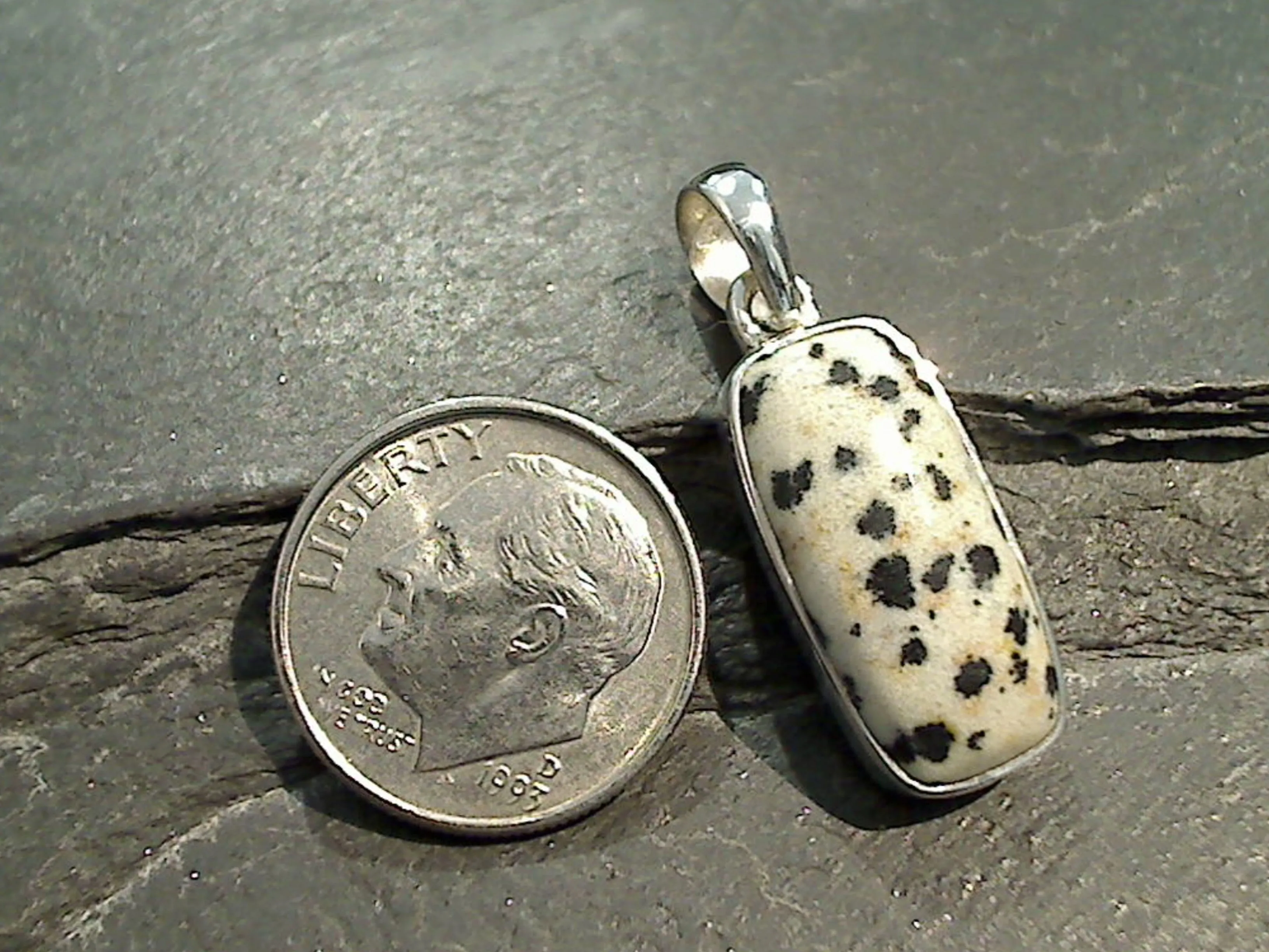 Dalmatian Jasper, Sterling Silver Small Pendant