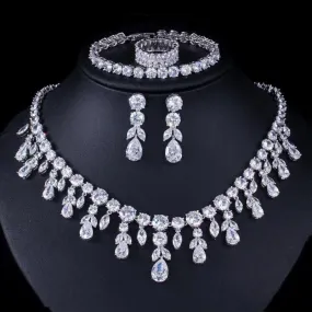 Dangle Drop Zircon Bridal Jewelry Sets