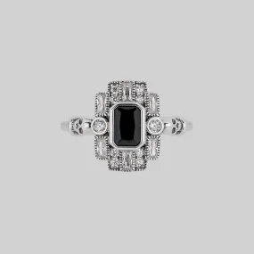 DECO. Skull & Black Spinel Cocktail Ring - Silver