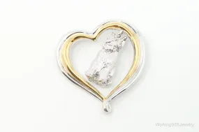 Designer BGE Gold Vermeil Schnauzer Heart Sterling Silver Pendant