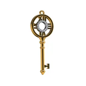 Diamond Key Pendant with Roman Numerals 14K Yellow Gold (0.14 ct. tw.)