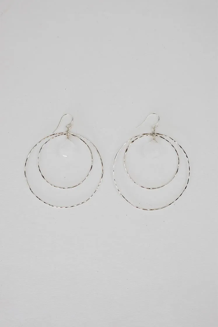 Double Hoop Earrings - Moonstone