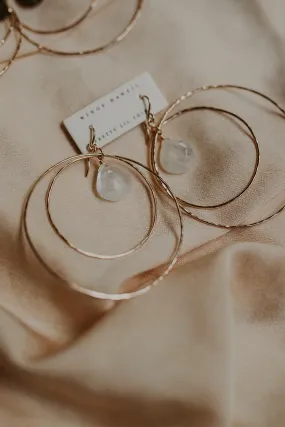 Double Hoop Earrings - Moonstone