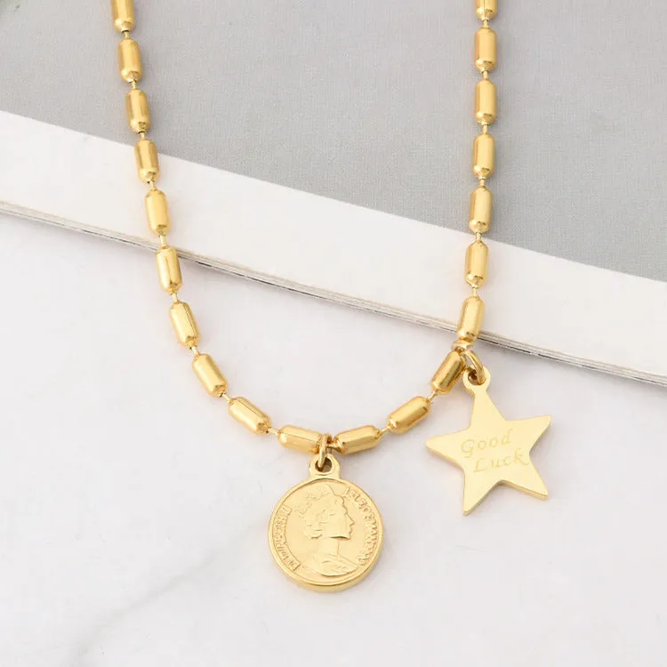 Double-sided Head Queen Medal Titanium Steel Bracelet