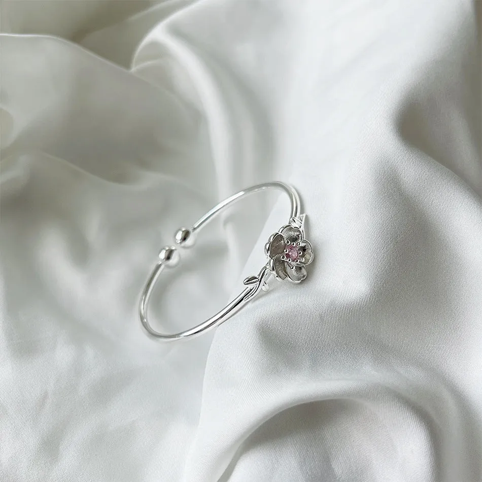 Edition Silver-plated Literary Cherry Blossom Bracelet Female Plum