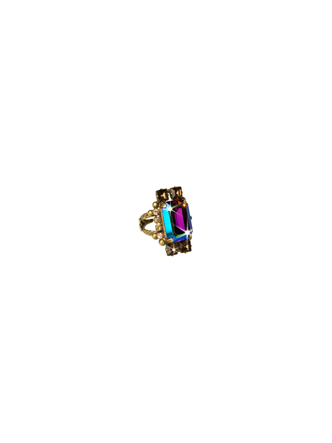 Emerald Cut Crystal Cocktail Cocktail Ring - RCQ9AGSUN