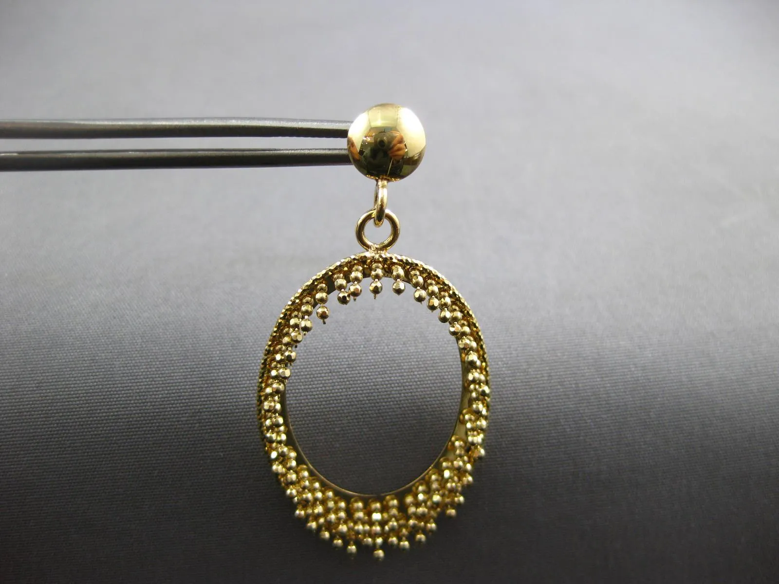 ESTATE 14KT YELLOW GOLD 3D OVAL CHANDELIER FUN HANGING EARRINGS