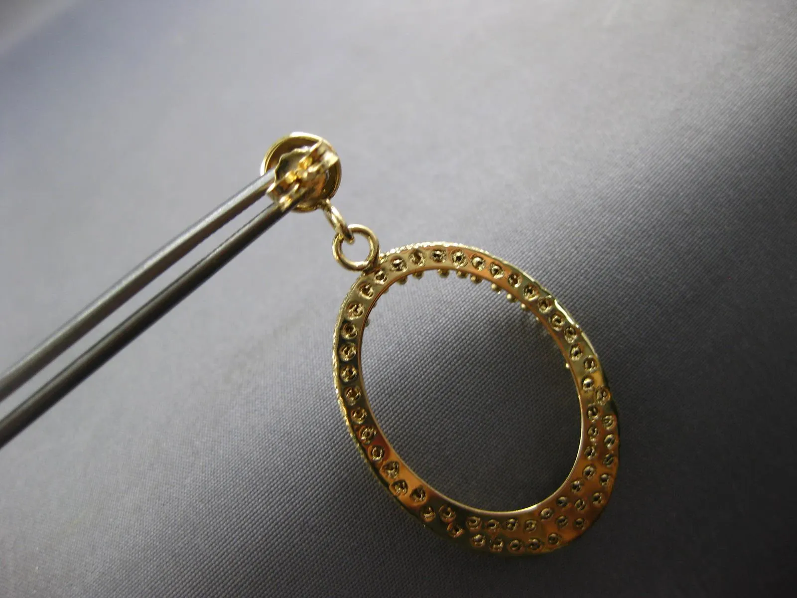 ESTATE 14KT YELLOW GOLD 3D OVAL CHANDELIER FUN HANGING EARRINGS