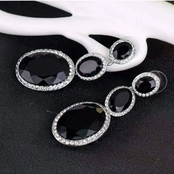 Evening Elegance Triple Crystal Drop Earrings for Women - Two Colors To Choose by Feshionn IOBI