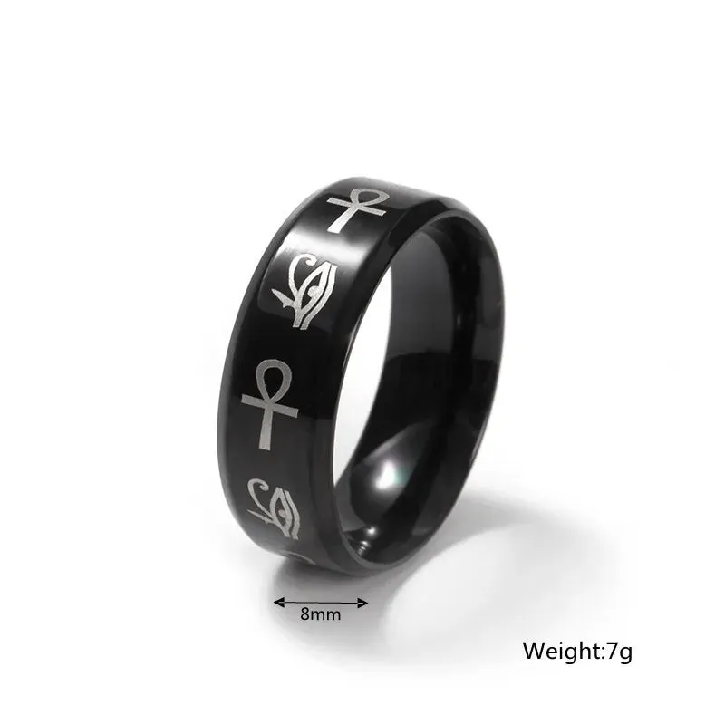 Eye of Horus Stainless Steel Ring - Vintage Egyptian Amulet