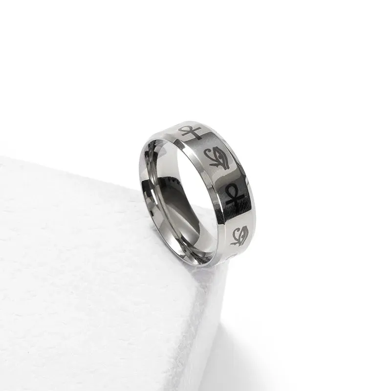 Eye of Horus Stainless Steel Ring - Vintage Egyptian Amulet