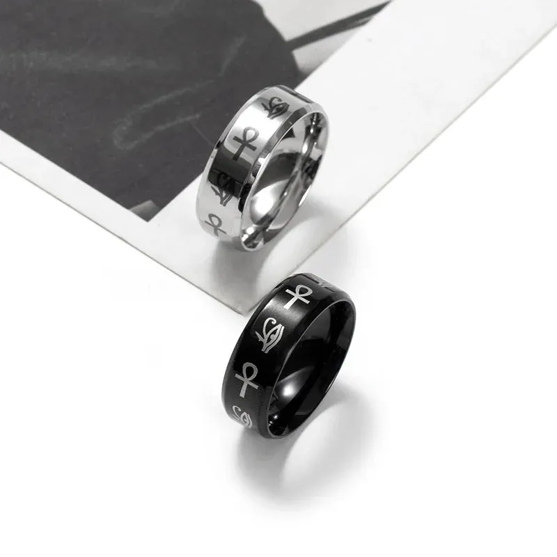 Eye of Horus Stainless Steel Ring - Vintage Egyptian Amulet