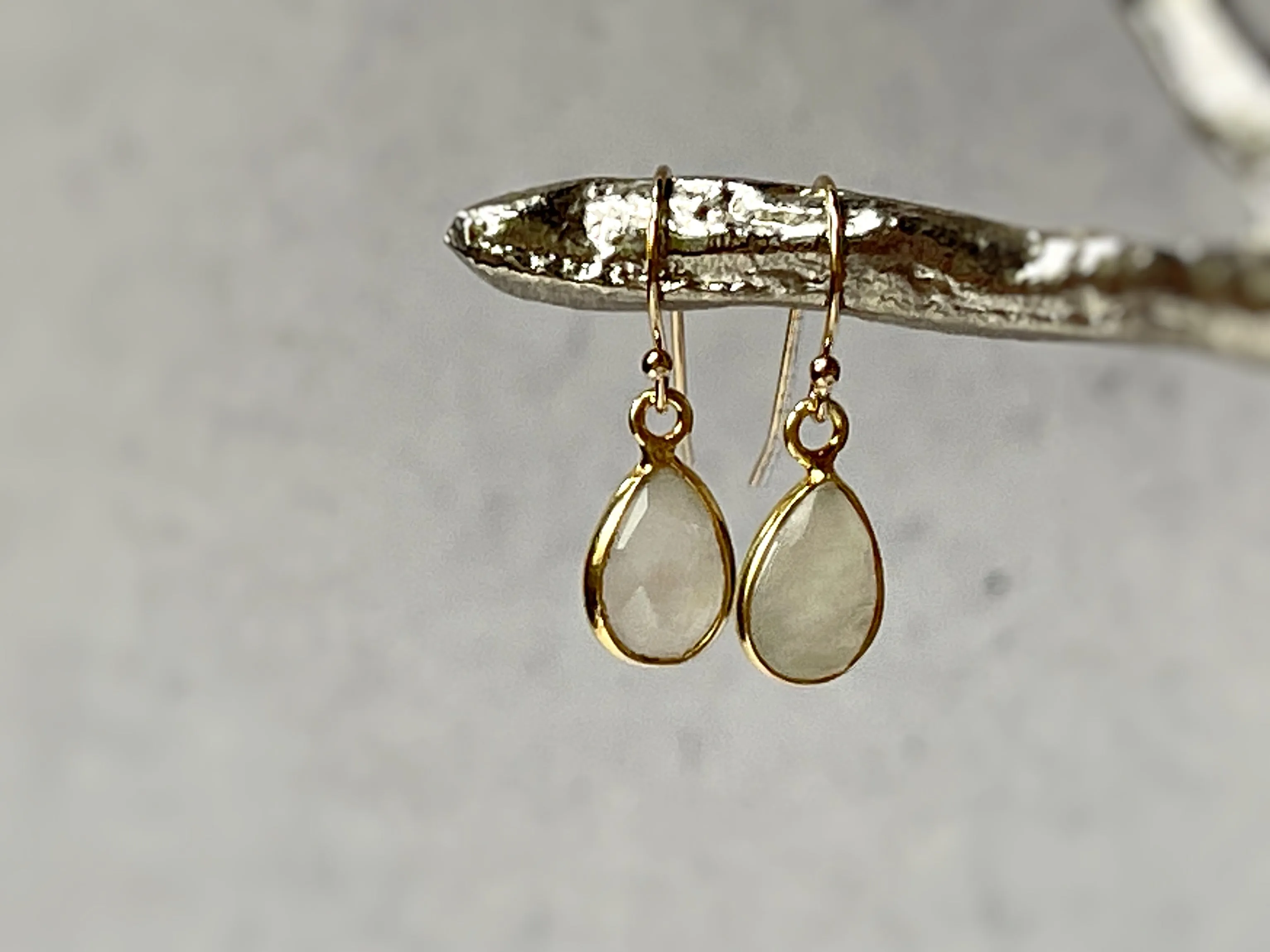 Facetted Moonstone Earrings Gold Vermeil