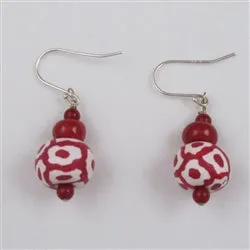 Fair Trade Red and White Samunnat Earrings