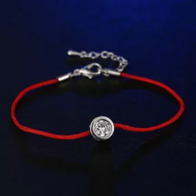 Fashion Thin Red Cord Thread String Rope Chain with CZ Diamond Sliver Plated Bracelet 16 5cm Length for Female Jewelry