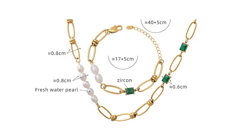 Fashion Vintage Pearl Necklace and Bracelet