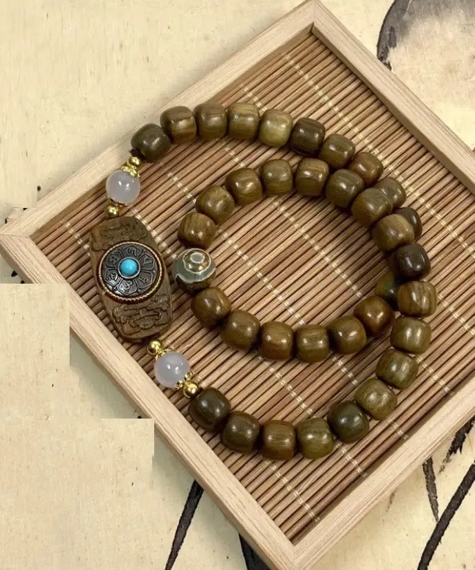 Fine Brown Turquoise Sandalwood Chain Bracelet ML0291