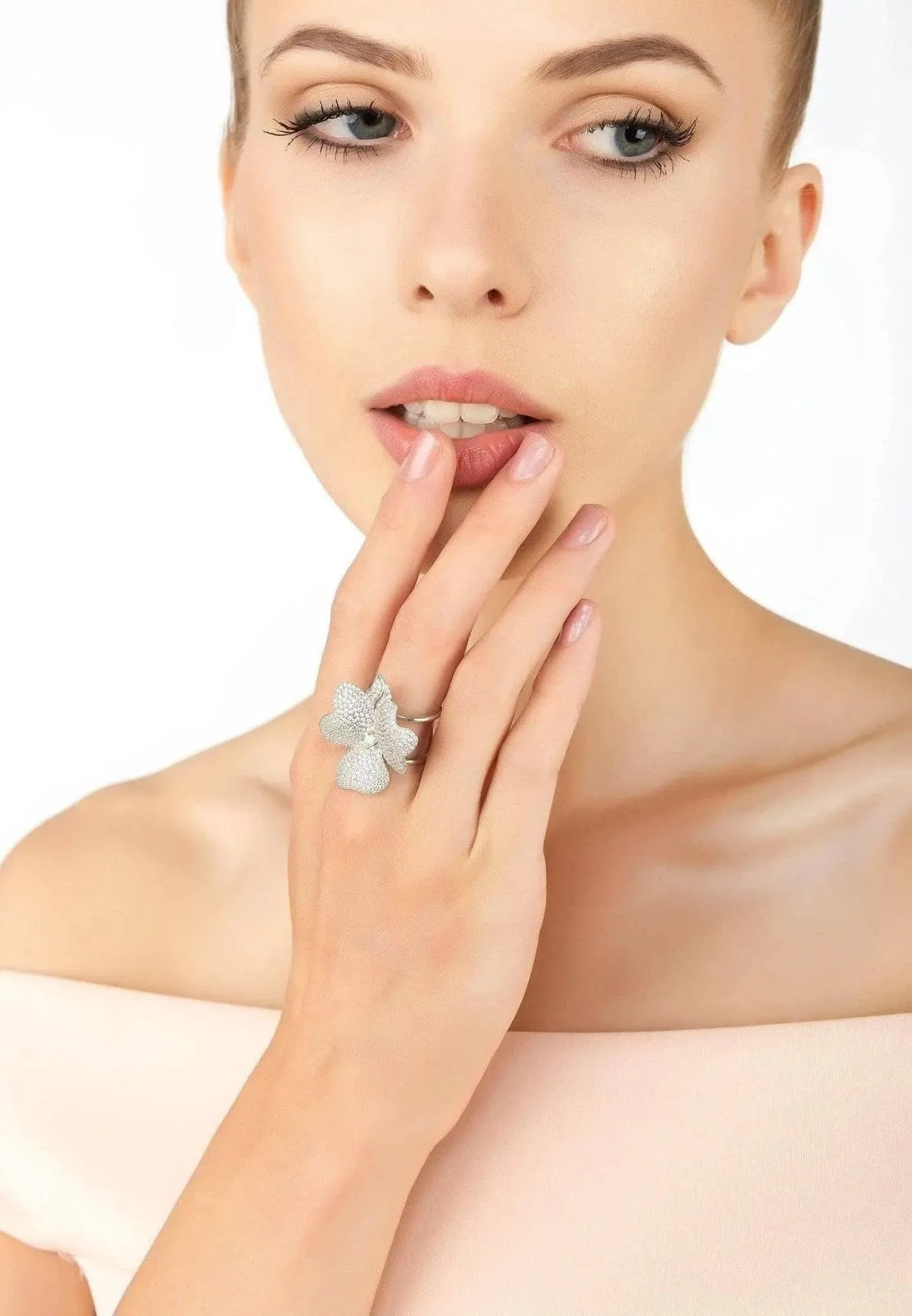Flower Cocktail Ring Sterling Silver