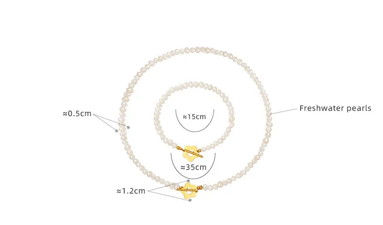 Flower Pearl Necklace and Bracelet Set