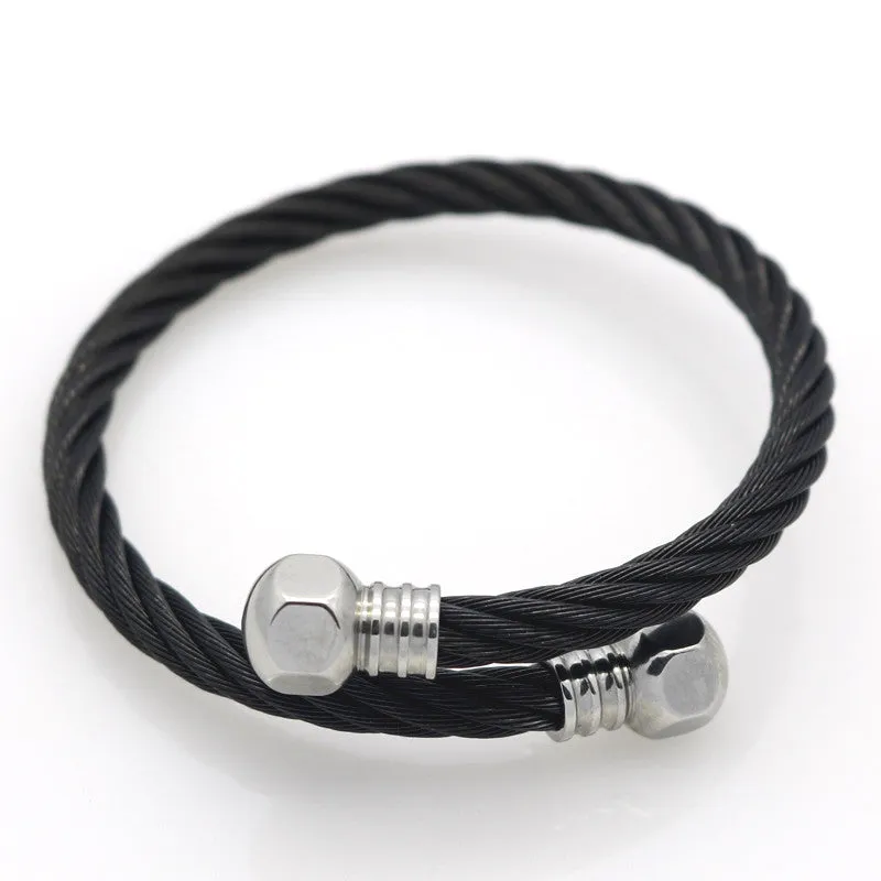 Full 18k Gold Plated Wire Men Charm Screw Nut Bracelets Bangles High Quality Titanium Steel New Women Fashion Jewelry