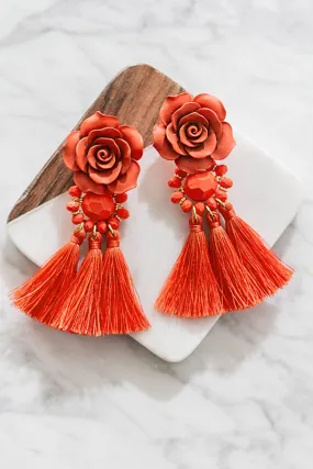 Garden Luxe Tassel Earrings In Coral