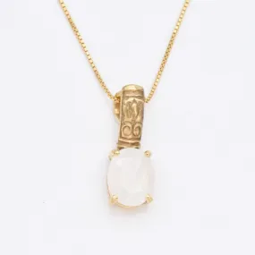 Gold Moonstone Pendant - Rainbow Boho Necklace - Vintage Tribal Necklace