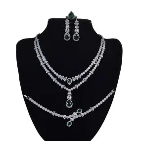 Gorgeous Necklace Earrings Ring Bracelet Bridal Set AAAA  CZ Diamonds Crystals