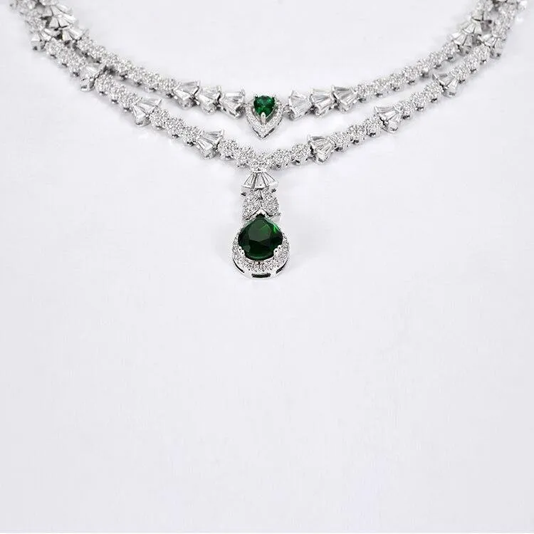 Gorgeous Necklace Earrings Ring Bracelet Bridal Set AAAA  CZ Diamonds Crystals