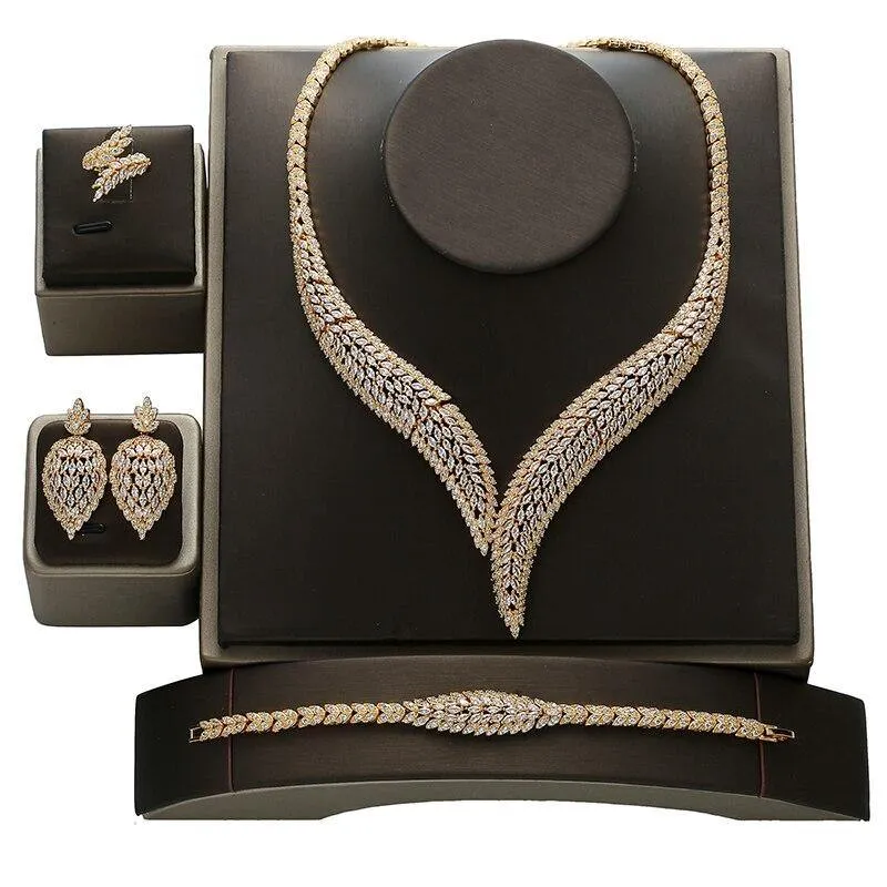 Gorgeous Vintage AAAA  Quality Zircon Diamonds 4 piece Bridal Wedding Jewelry Set