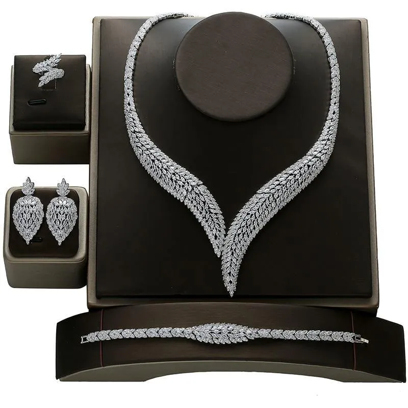 Gorgeous Vintage AAAA  Quality Zircon Diamonds 4 piece Bridal Wedding Jewelry Set