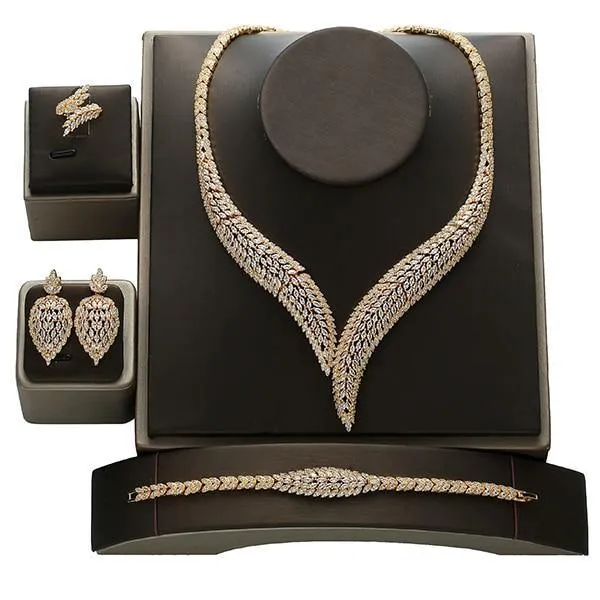 Gorgeous Vintage AAAA  Quality Zircon Diamonds 4 piece Bridal Wedding Jewelry Set