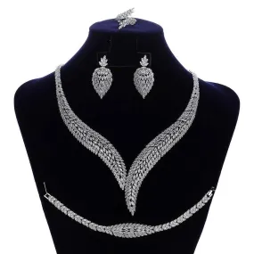 Gorgeous Vintage AAAA  Quality Zircon Diamonds 4 piece Bridal Wedding Jewelry Set