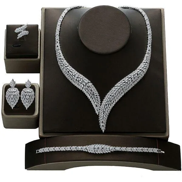 Gorgeous Vintage AAAA  Quality Zircon Diamonds 4 piece Bridal Wedding Jewelry Set