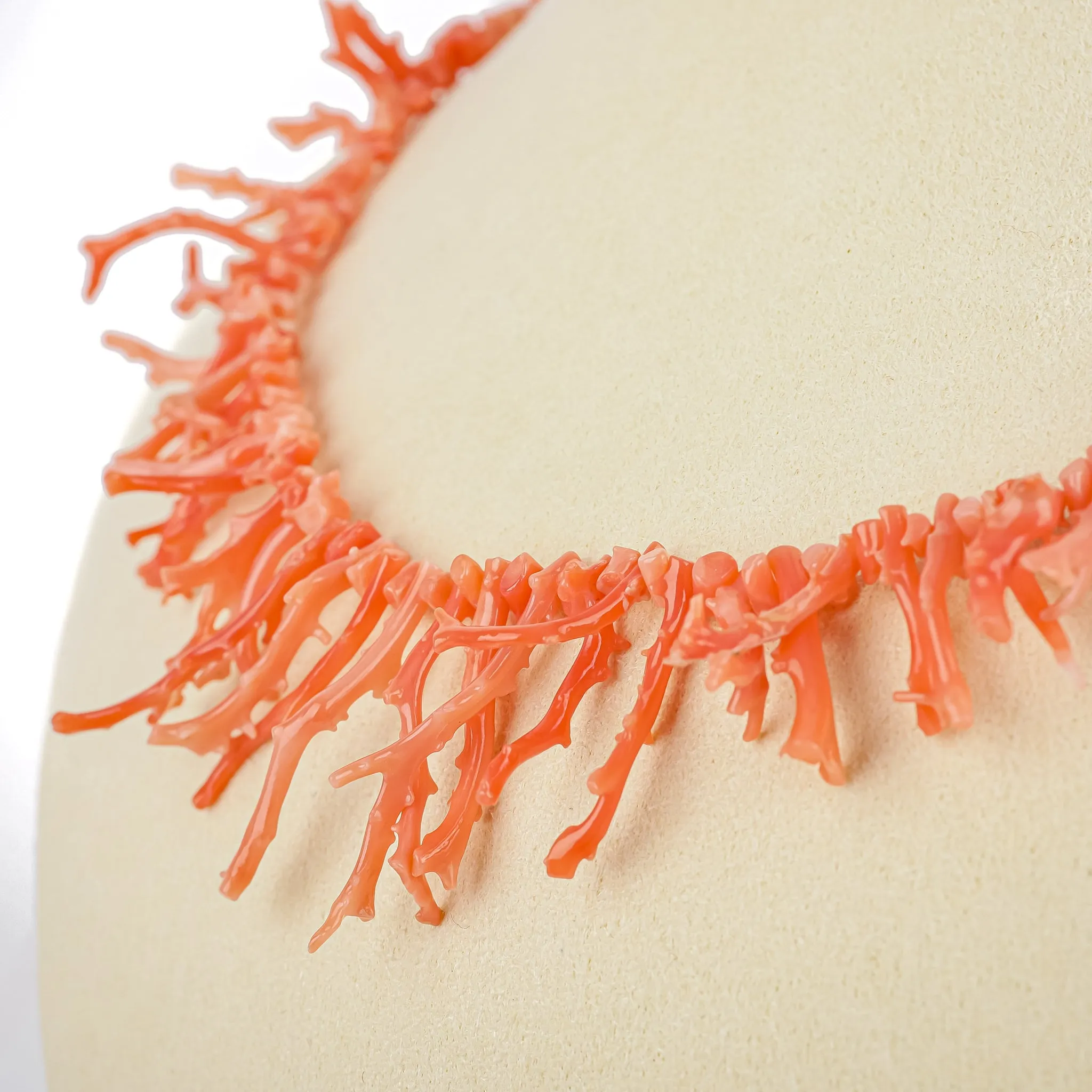Graduated Salmon Coral Branch Necklace