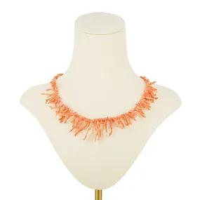 Graduated Salmon Coral Branch Necklace