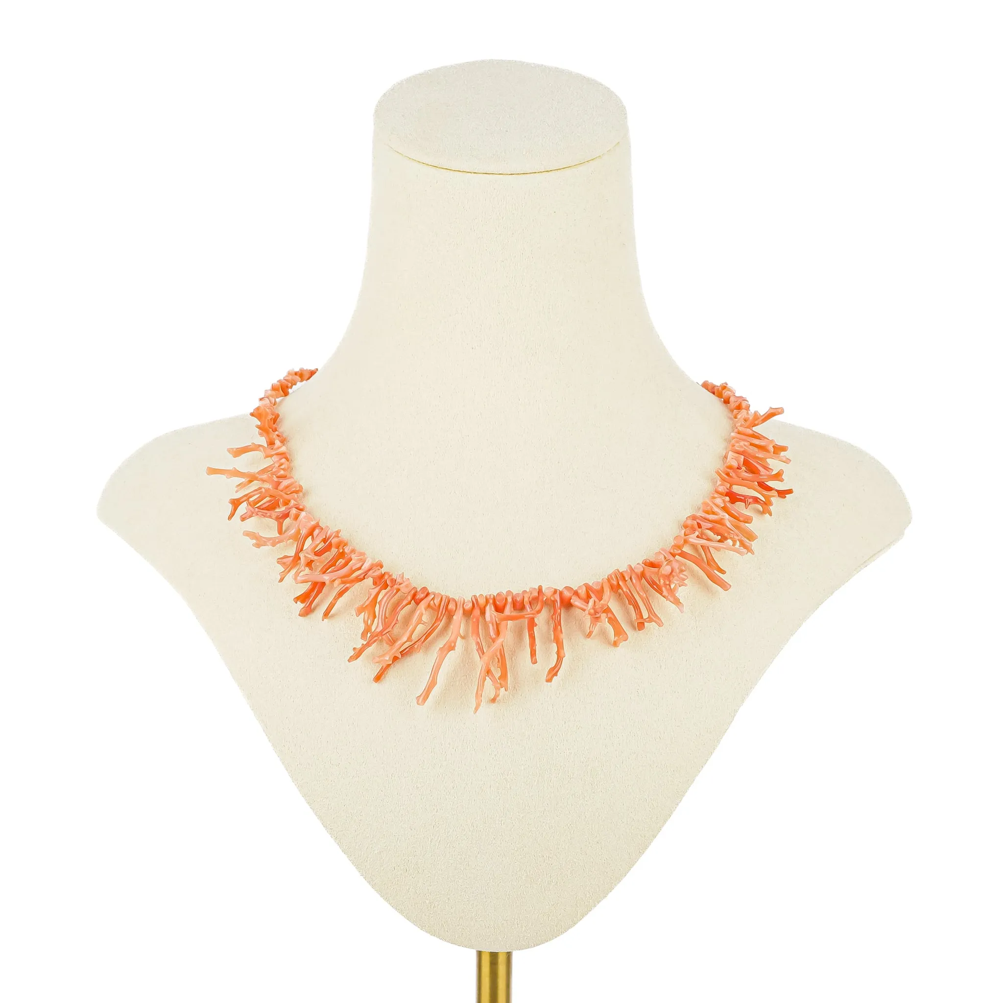 Graduated Salmon Coral Branch Necklace