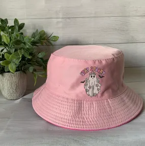 Halloween Embroidery Spooky Flower bucket hat ,Halloween Ghost Bucket Hat  Personalized Embroidery Text/Logo/Artwork/ Custom Bucket Hat, Themed Bucket Hat ,