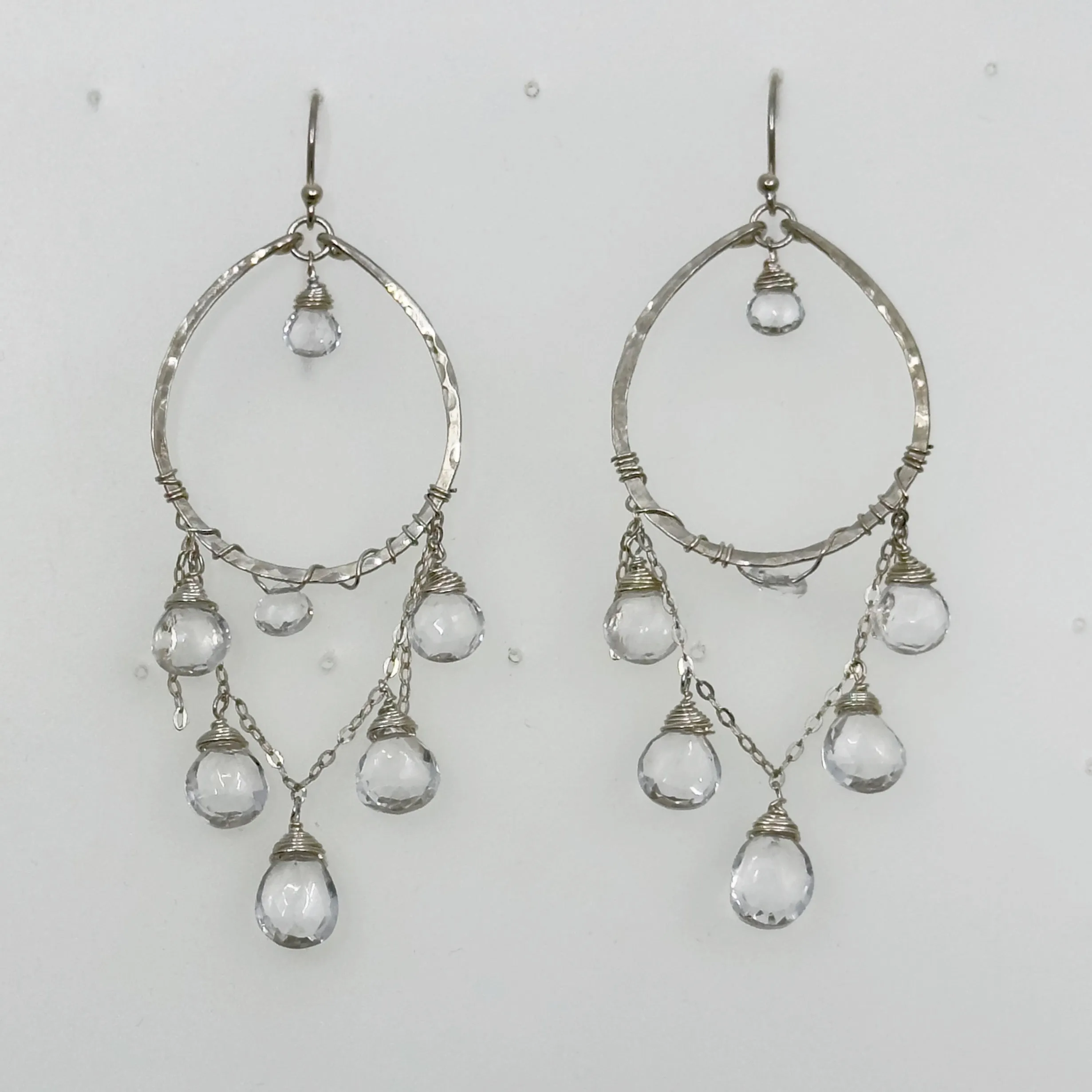 Hand Made sterling silver quartz chandelier earrings