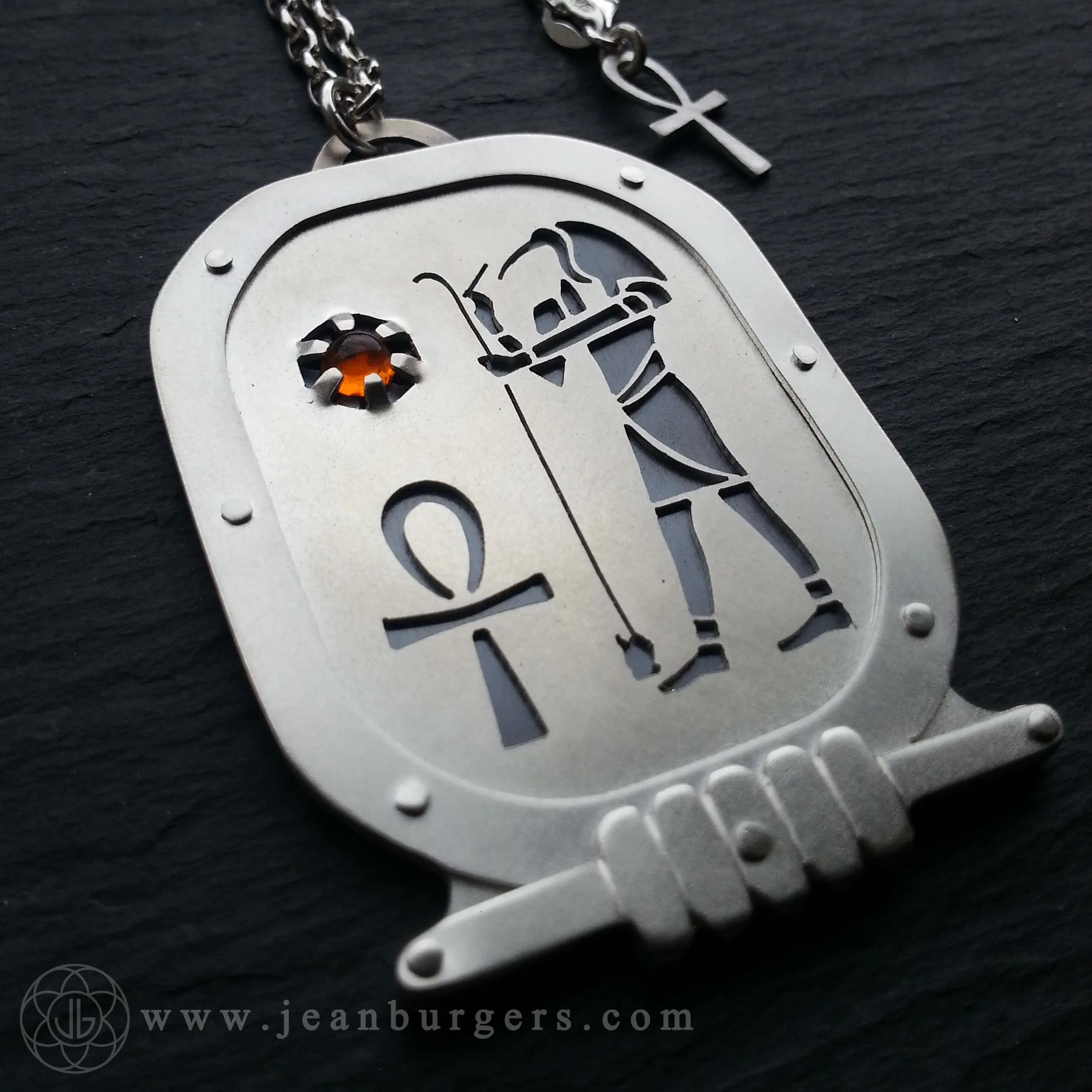 Handcut Egyptian Thoth Fire Opal Amulet