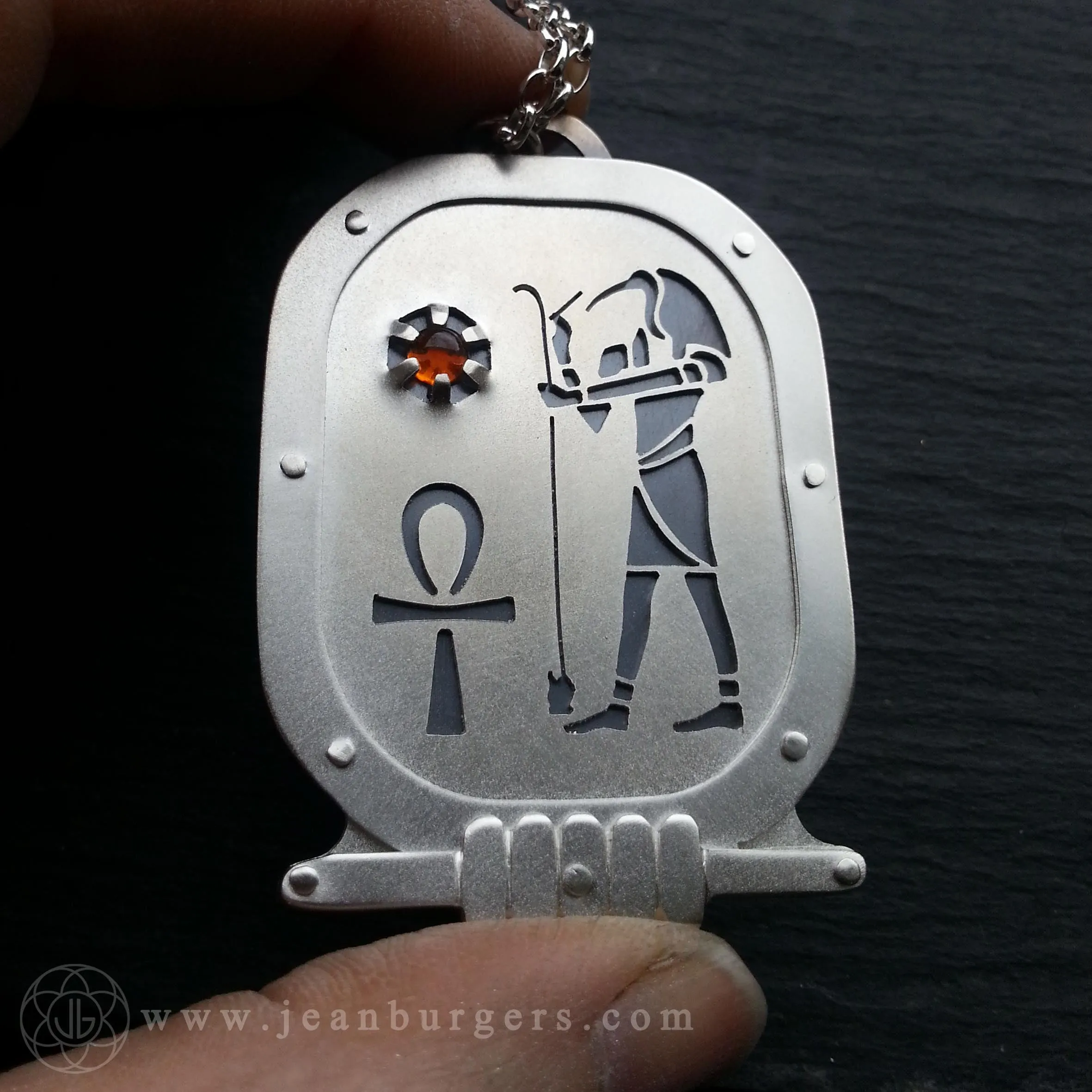 Handcut Egyptian Thoth Fire Opal Amulet