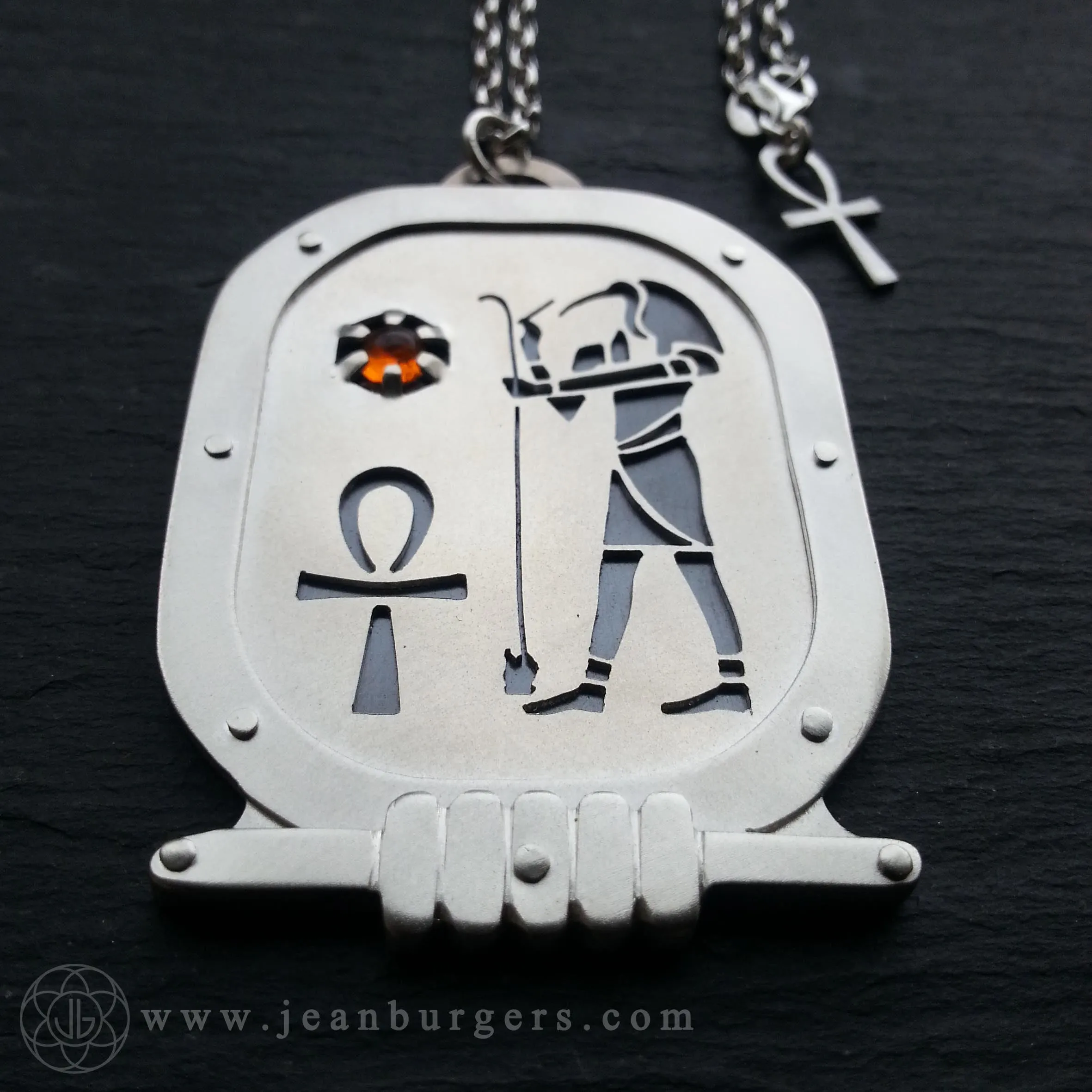 Handcut Egyptian Thoth Fire Opal Amulet