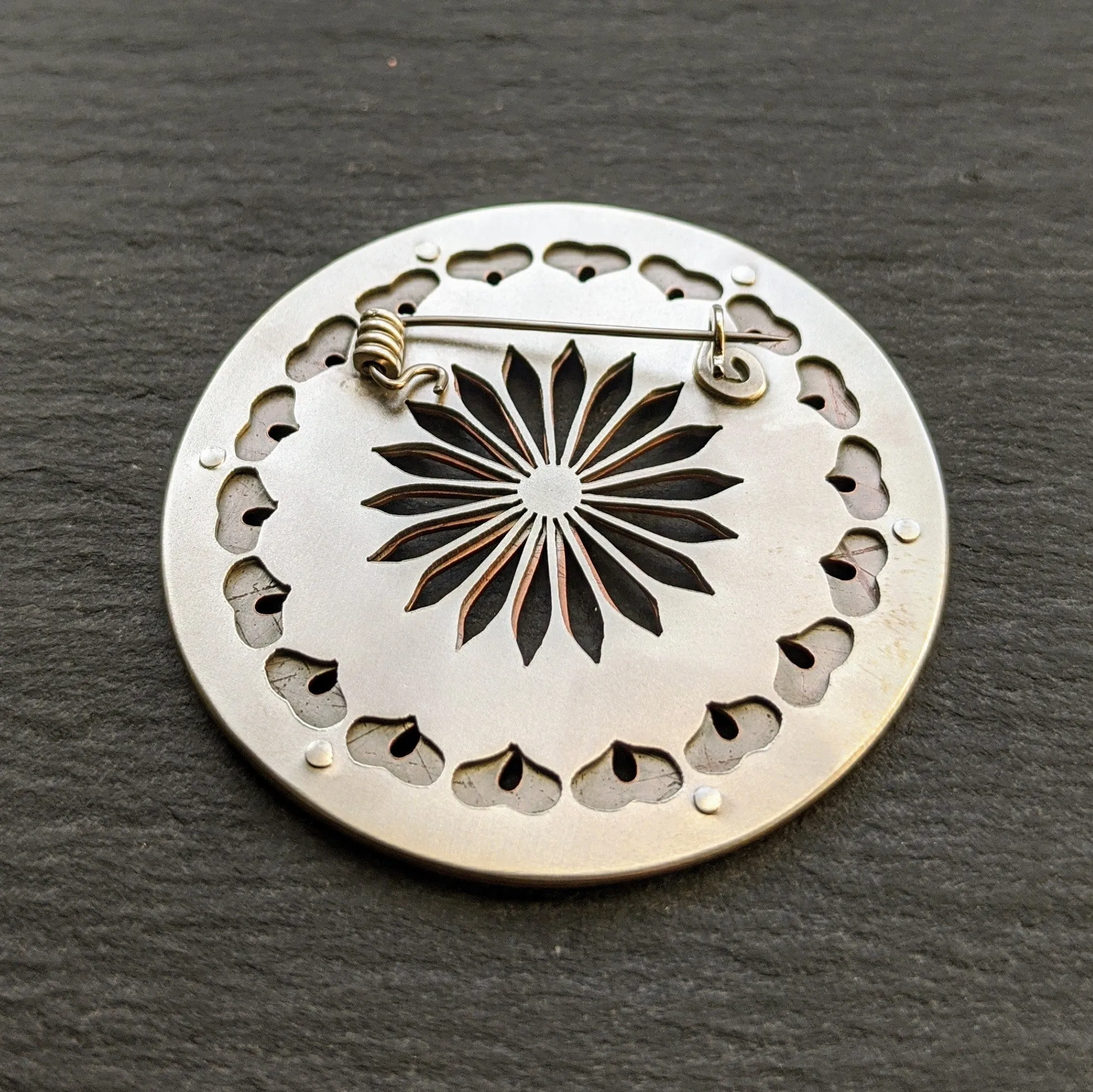 Handcut Geometric Flower brooch