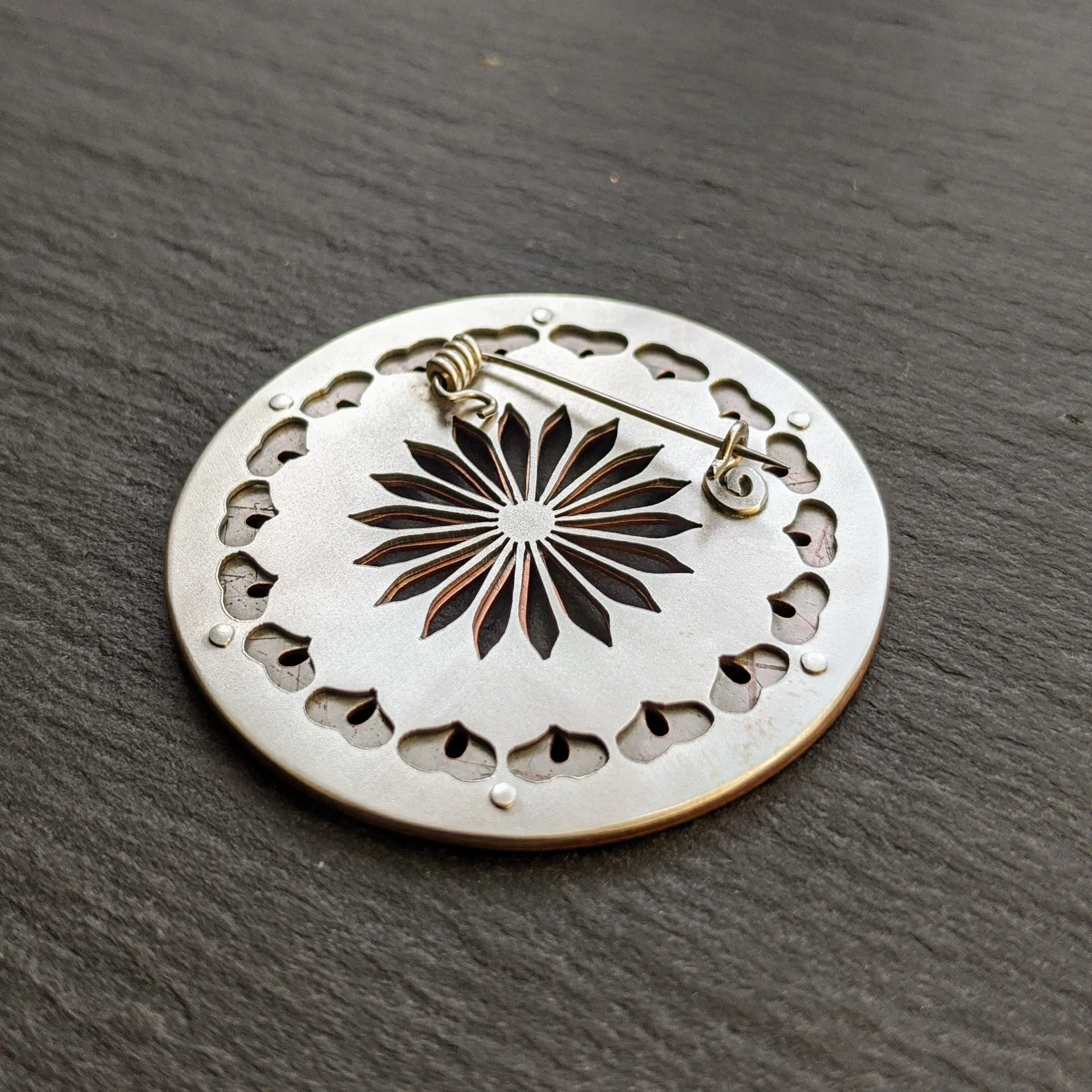 Handcut Geometric Flower brooch