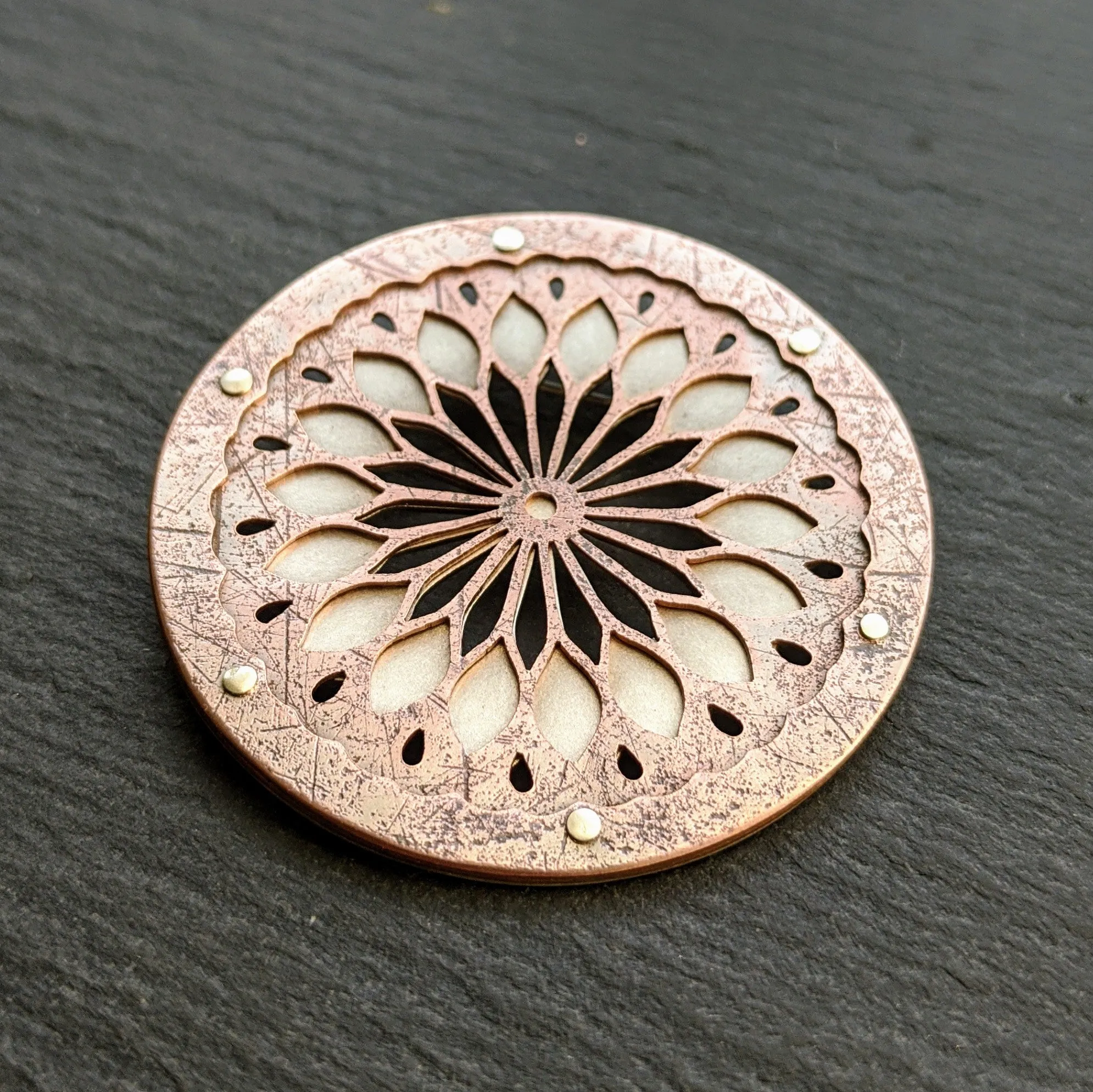 Handcut Geometric Flower brooch