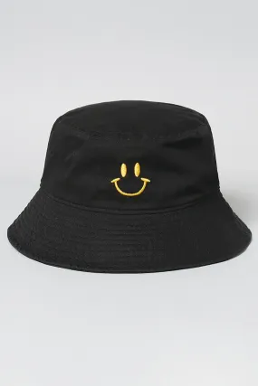 Happy Face Embroidered Bucket Hat- 2 Colors!