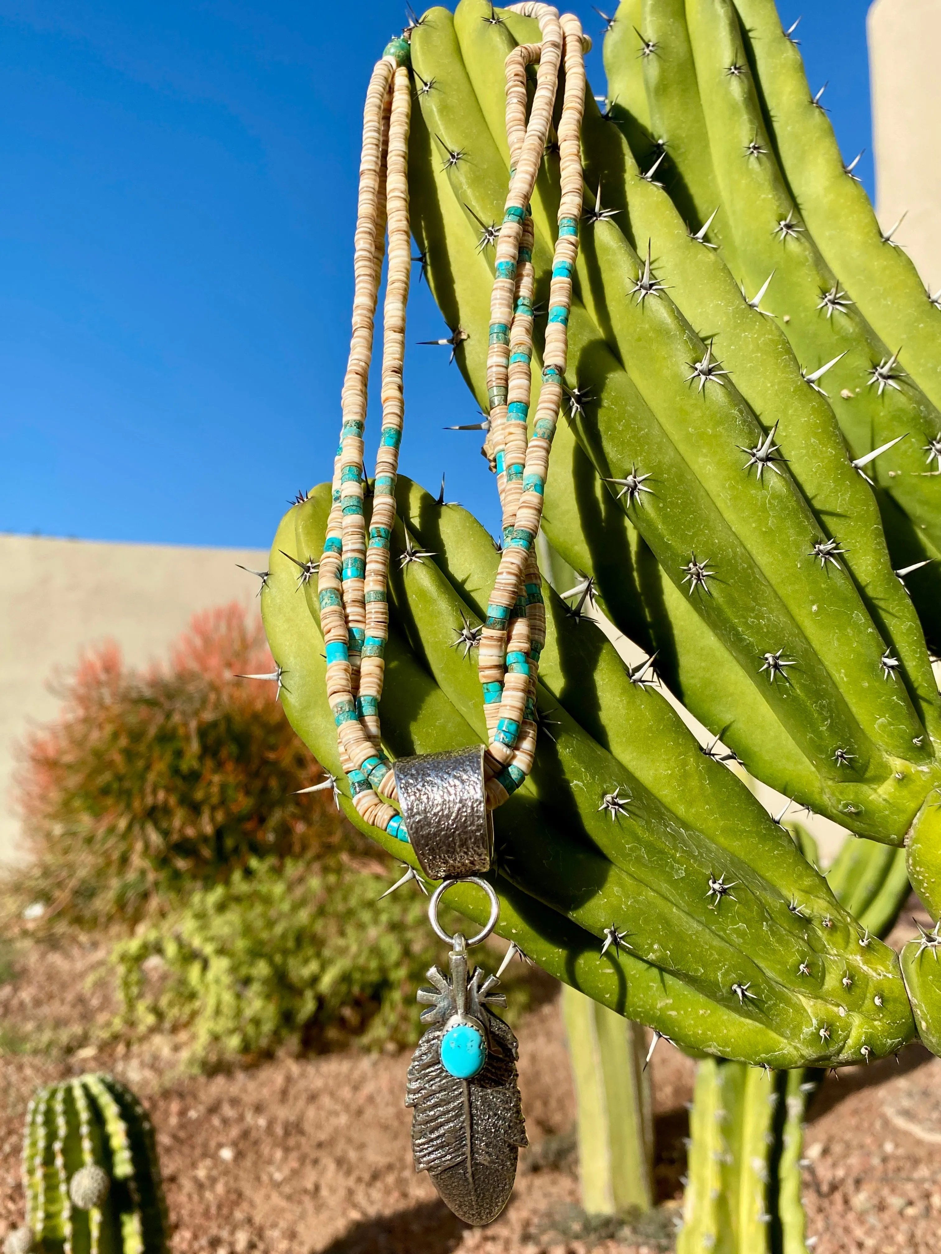 Heishi Shell and Turquoise Necklace Santo Domingo